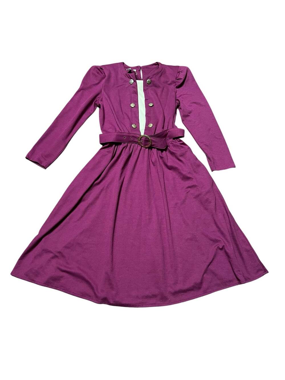 Tabby of California Vintage Midi Dress with Belt and Decorative Buttons, Size 6P